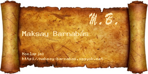 Maksay Barnabás névjegykártya